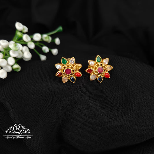 92.5 SILVER GOLD POLISH EARRINGS-RCH1079