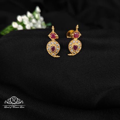 92.5 SILVER GOLD POLISH EARRINGS-RCH1083