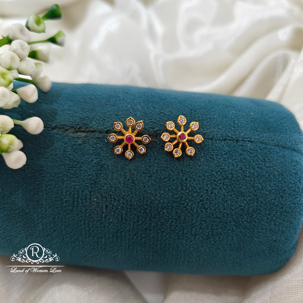 92.5 Silver Flower design Earrings -RCR174