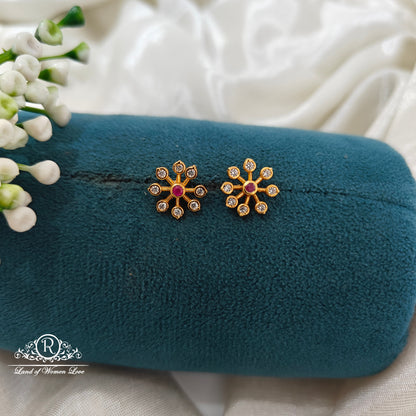 92.5 Silver Flower design Earrings -RCR174