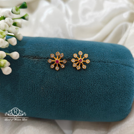 92.5 Silver Flower design Earrings -RCR174