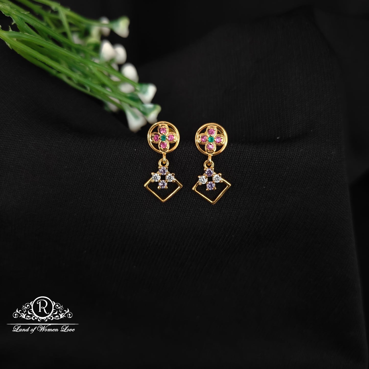 92.5 SILVER STONE EARRINGS-RCHD092