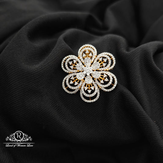 92.5 Silver diamond finishing flower design pendent -RCR191