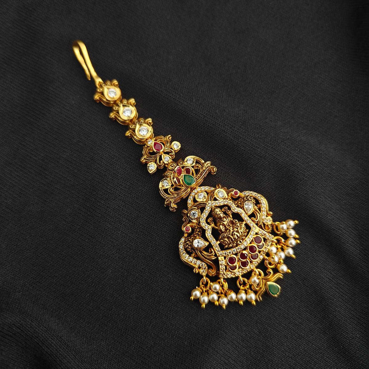92.5 silver pachi work Lakshmi Devi design tikka -RCMB063