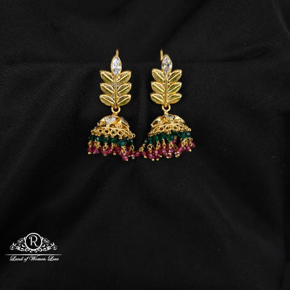 92.5 SILVER MANGO DESGIN HOOK MODEL CHANGEABLE JUMKAS DESGIN EARRINGS-RCBH012