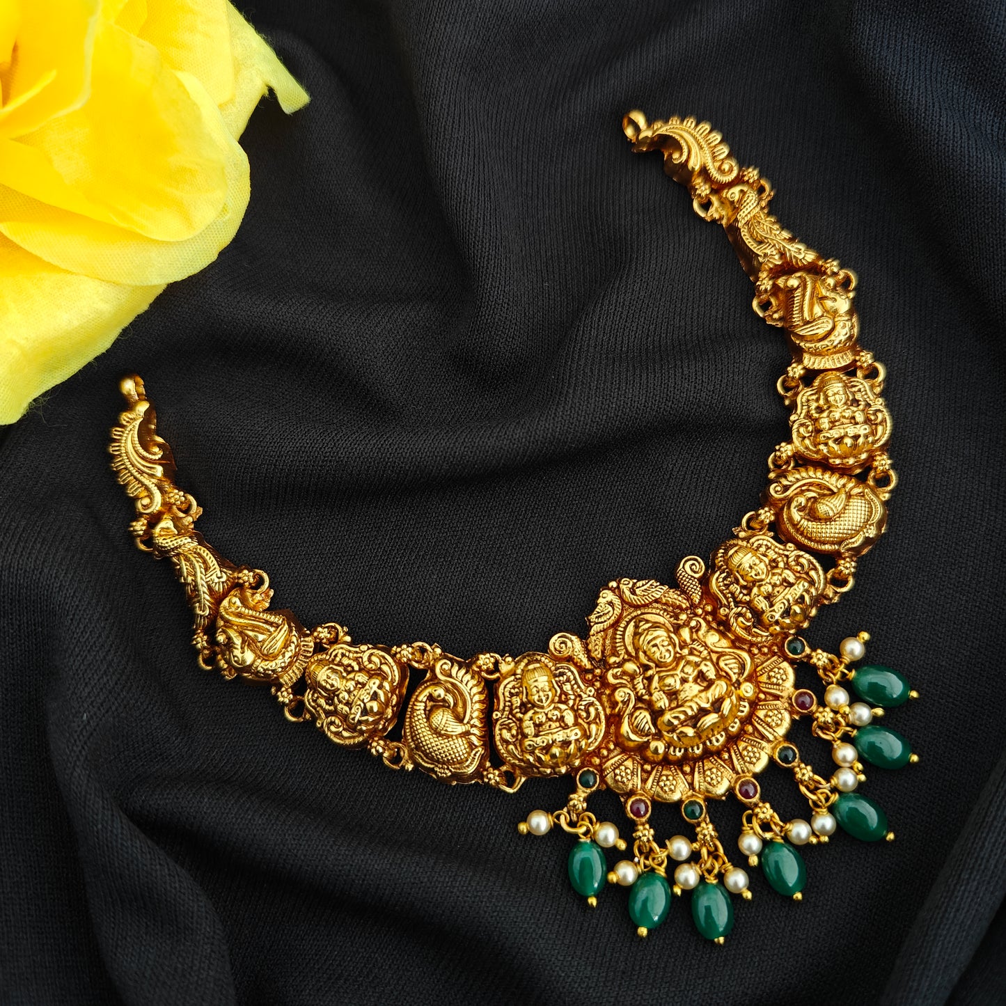 92.5 Silver  lakshmi devi Necklace design-RCV341