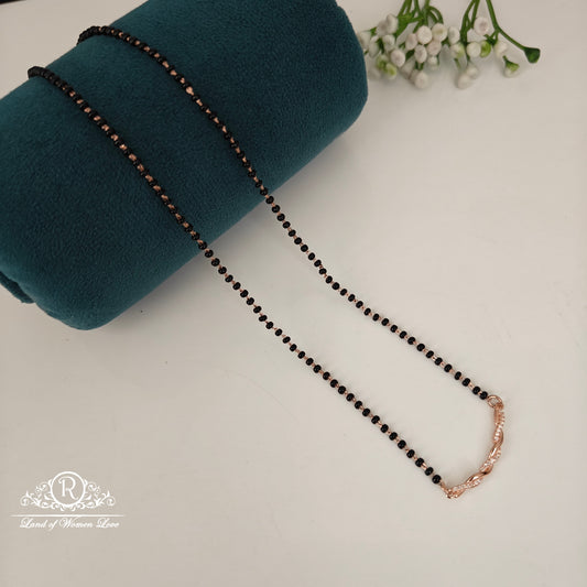 92.5 SILVER ROSE GOLD POLISH BLACK BEADS CHAIN-RCRB43