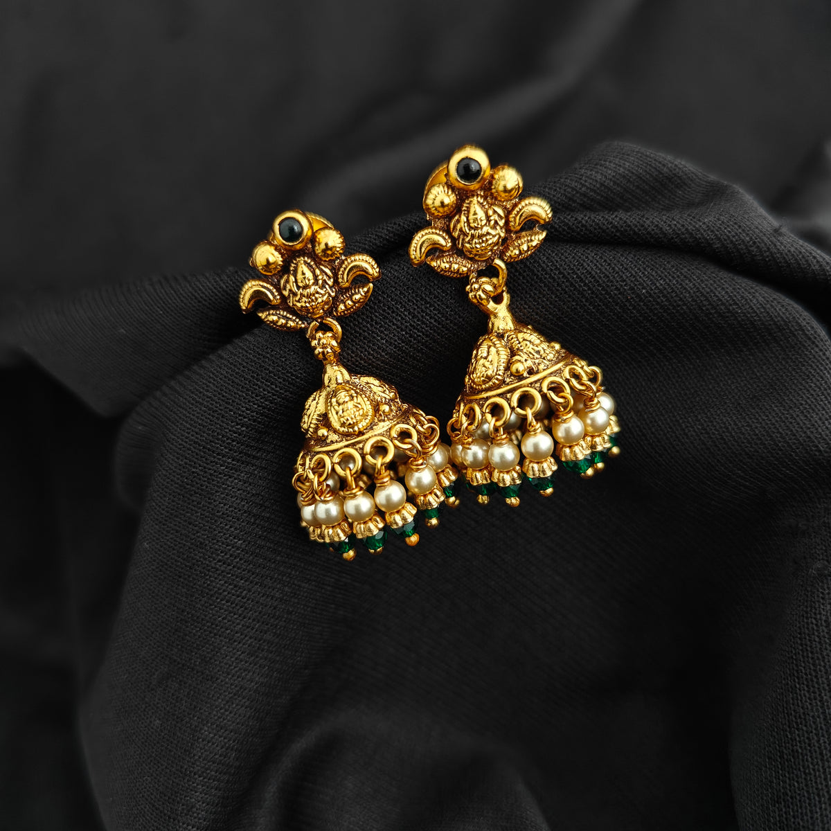 92.5 Silver With Gold Polish  Lakshmi Devi Jumkas -RCV405