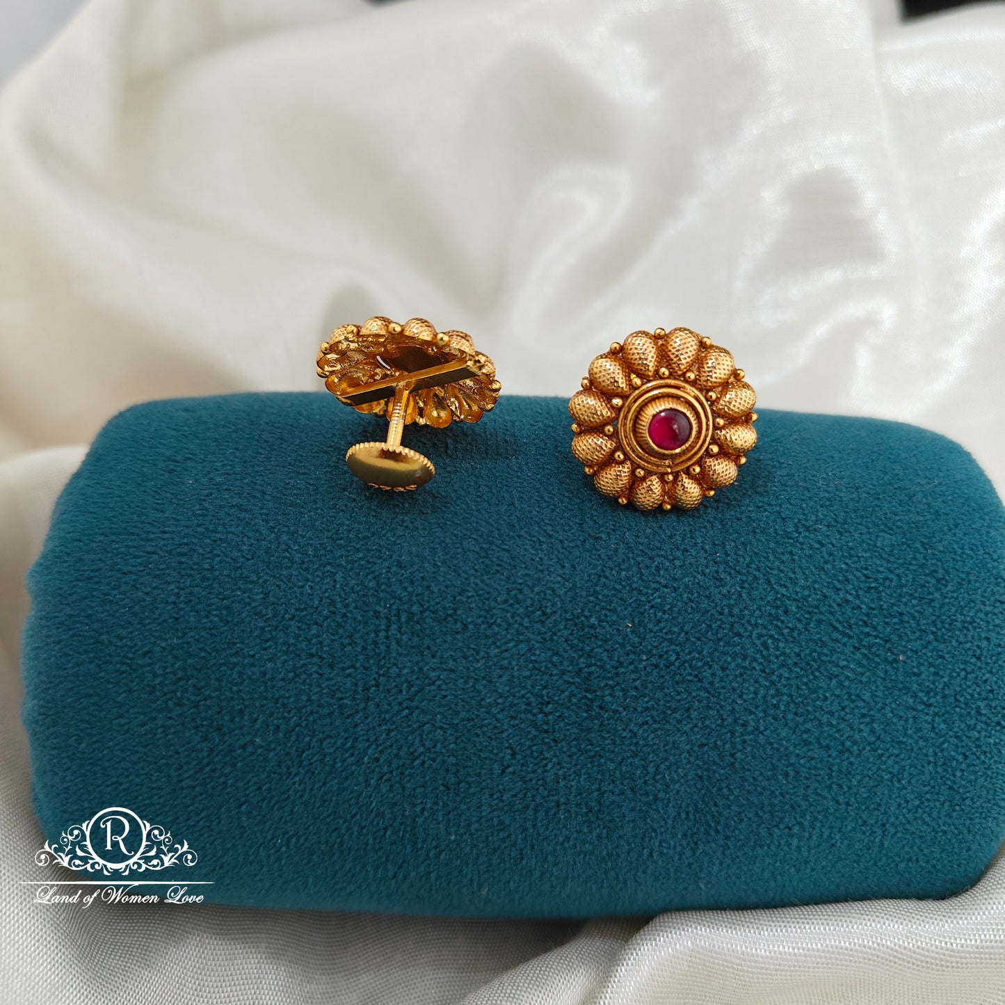 92.5 Silver flower design earrings -RCM1609