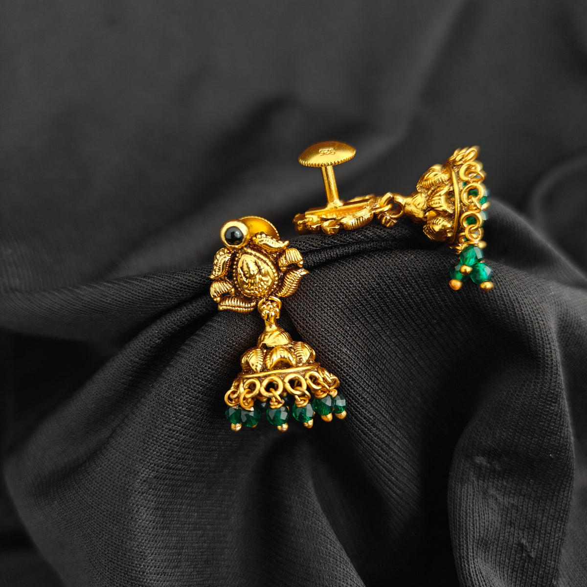 92.5 Silver With Gold Polish  Lakshmi Devi Jumkas -RCV406