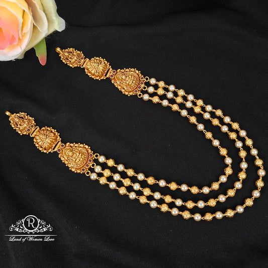 92.5 Silver 3 Lines Pearl Beads Chain With Side Peacock Desgin Pendants-RCJR1138
