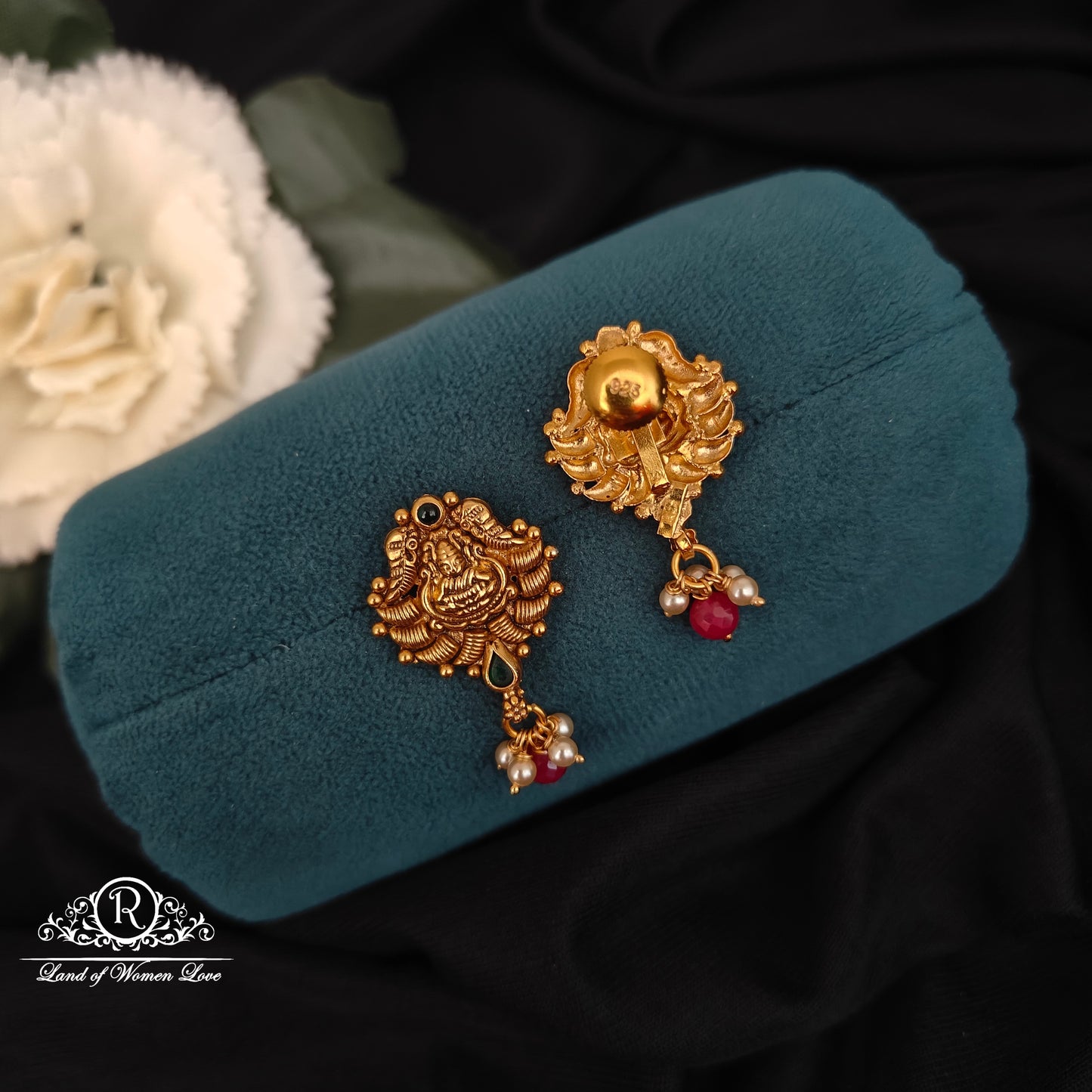 92.5-SILVER LAKSHMI DEVI EARRINGS -RCZ1004