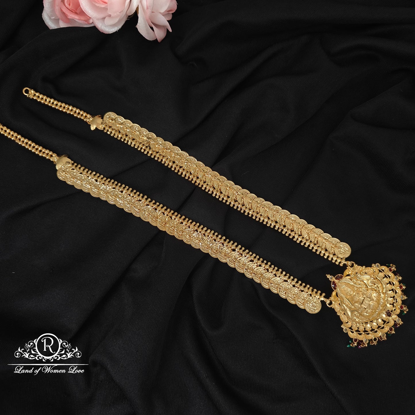 92.5 silver Lakshmi Devi design kasu haram-RCBH055