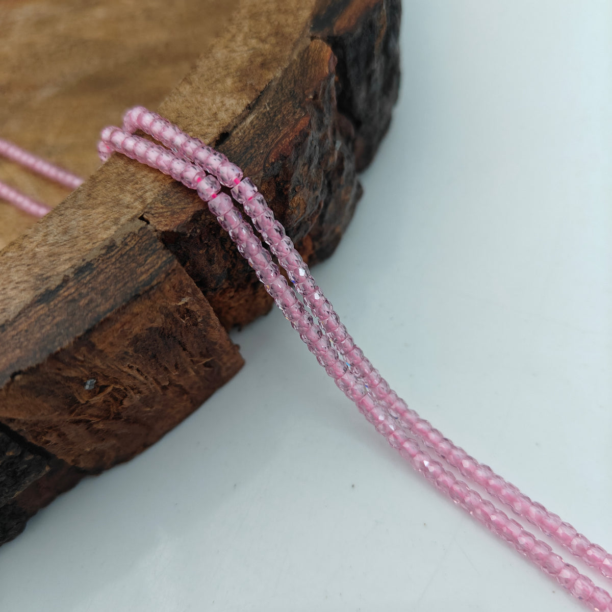 Pink colour cz cutting beads -RCMJ376