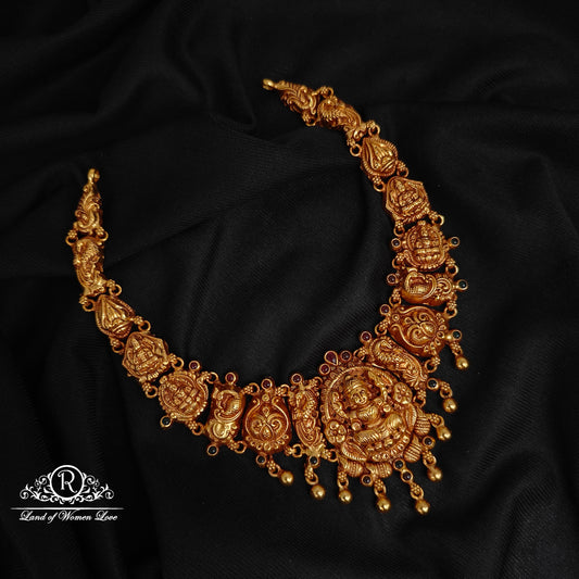 92.5-SILVER LAKSHMI DEVI WITH PEACOCK DESGIN NECKLACE-RCZ967