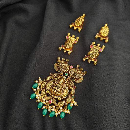92.5 Silver With Gold Polish Lakshmi Devi Desgin pendant -RCV370