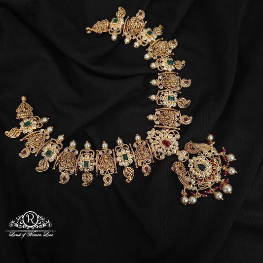 92.5 SILVER LAKSHMI WITH PEACOCK DESGIN NECKLACE-RCHD096