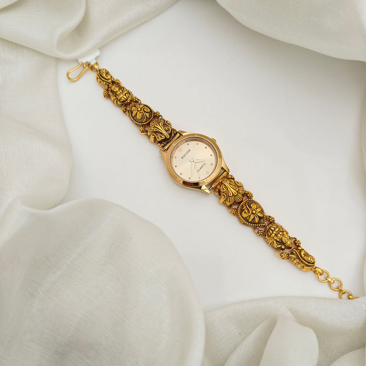 92.5-Silver With Gold Polish Watch Desgin-RCV433