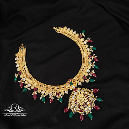 92.5 SILVER LAKSHMI DEVI JALEBI NECKLACE-RCMB008