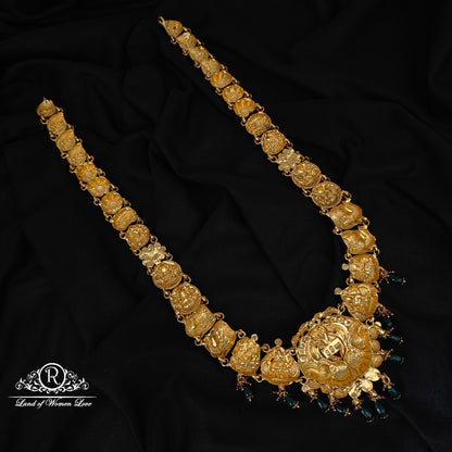 92.5-SILVER LAKSHMI DEVI WITH PEACOCK DESGIN HARAM-RCZ942