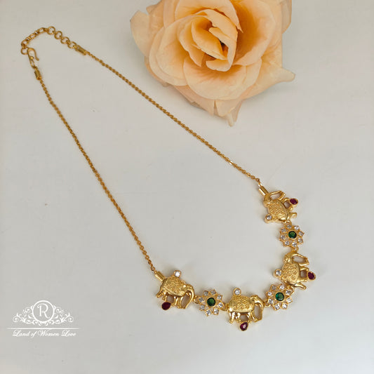 92.5 Silver  Elephant White Stone Necklace-RCH1205