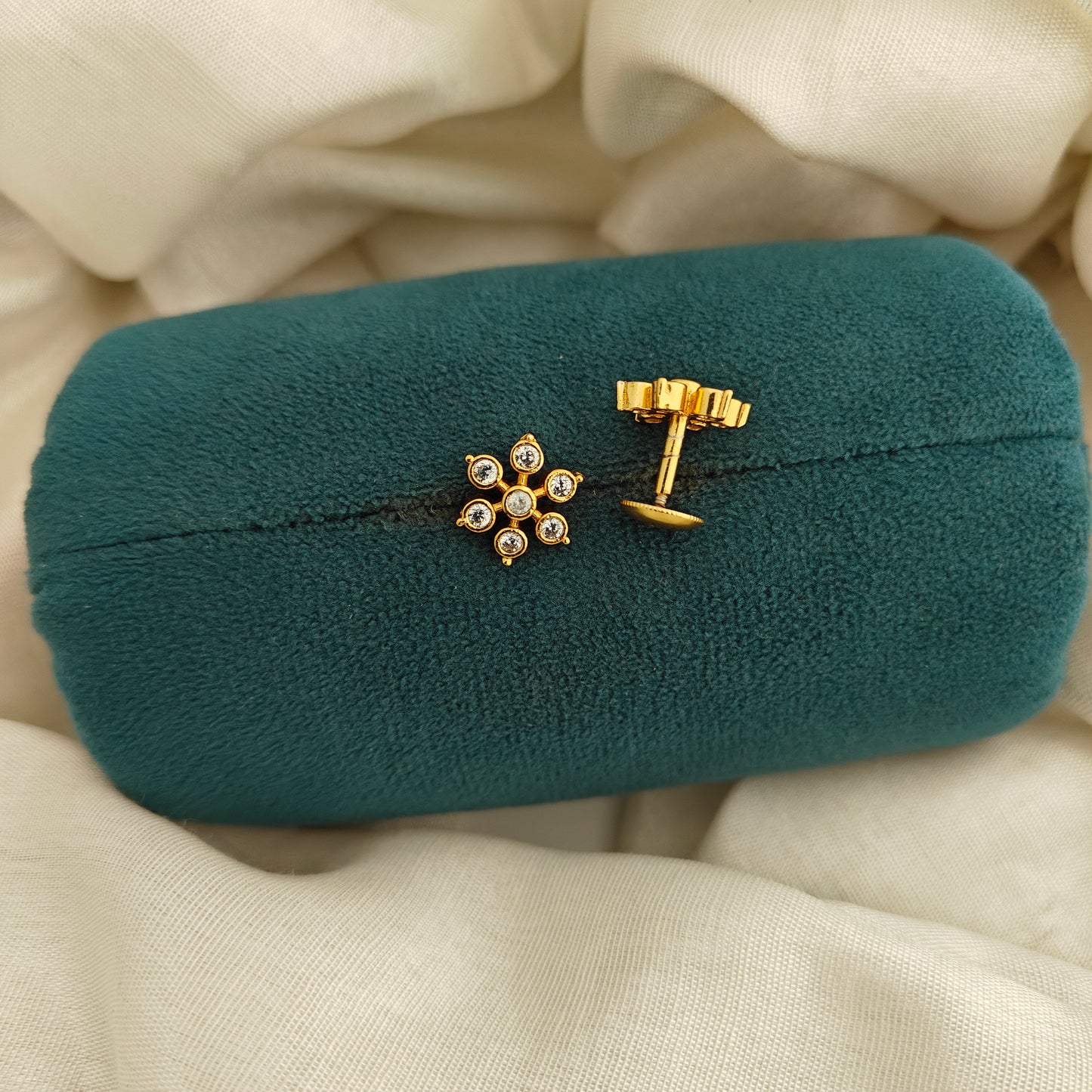 92.5 Silver With Gold Polish Earrings-RCV389
