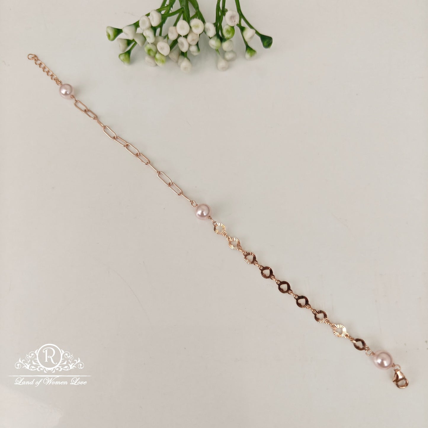92.5 SILVER ROSE GOLD POLISH BRACELET-RCRB47