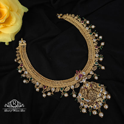 92.5 SILVER LAKSHMI DEVI JALEBI NECKLACE-RCMB009