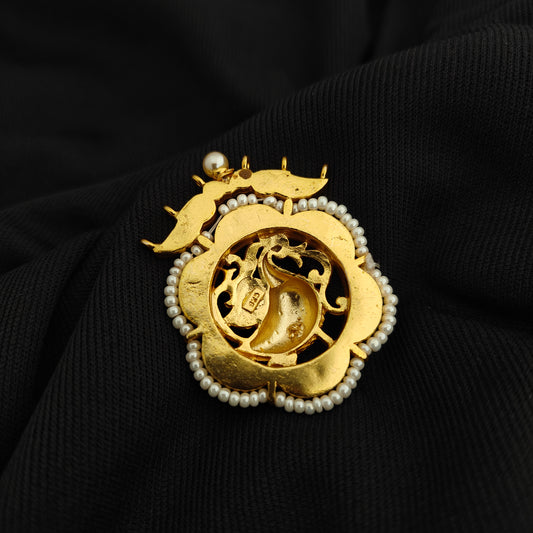 92.5 silver Kundan side locket with peacock design -RCAA13
