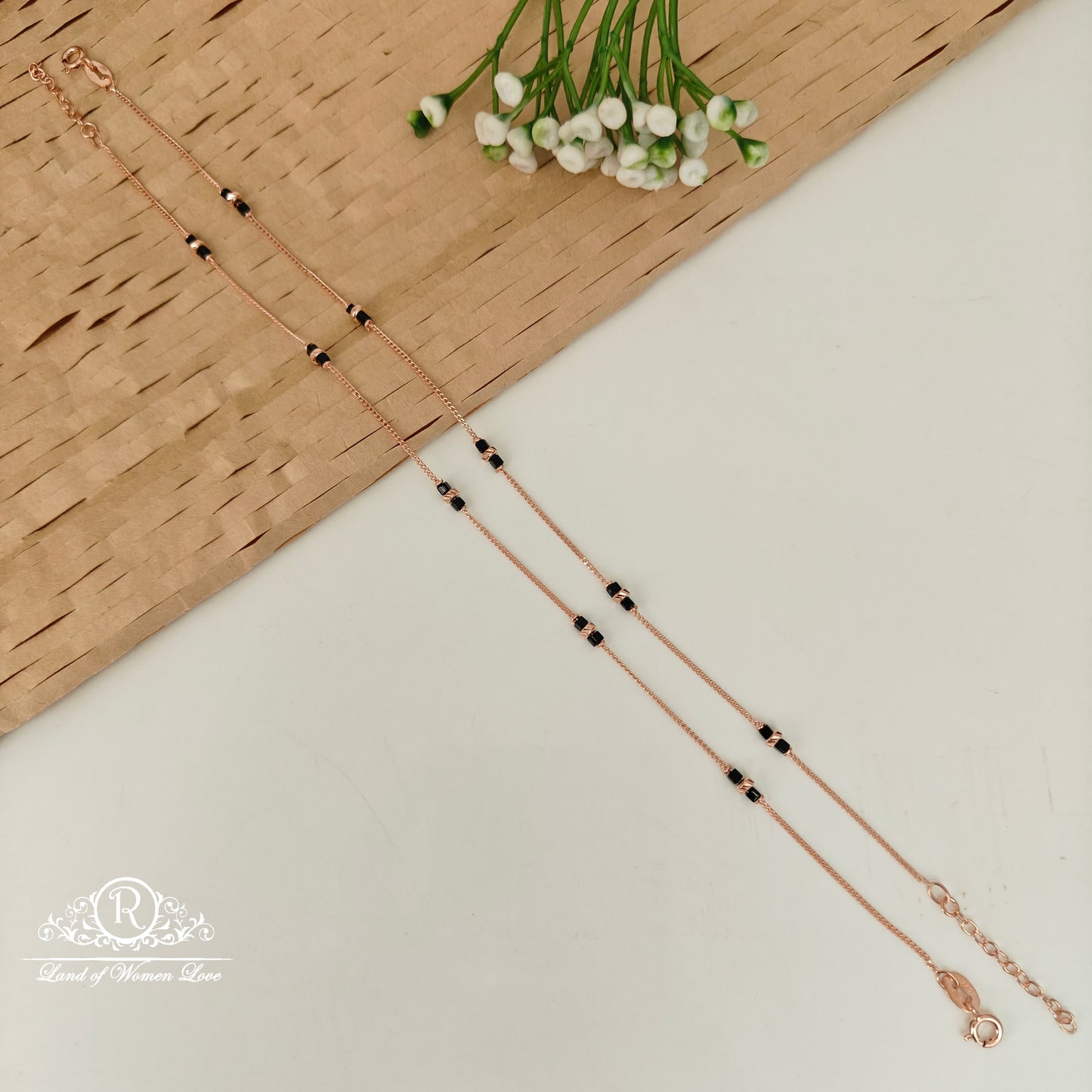 92.5 SILVER ROSE GOLD POLISH ANKLETS-RCRB31