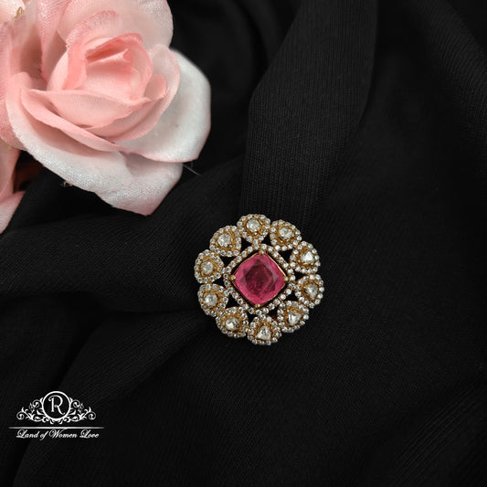 92.5 silver mossinate side locket with ruby stone-RCMJ263