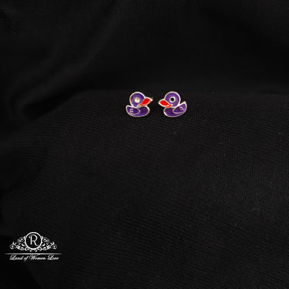 92.5 silver duck design kids earrings -RCHS33-11