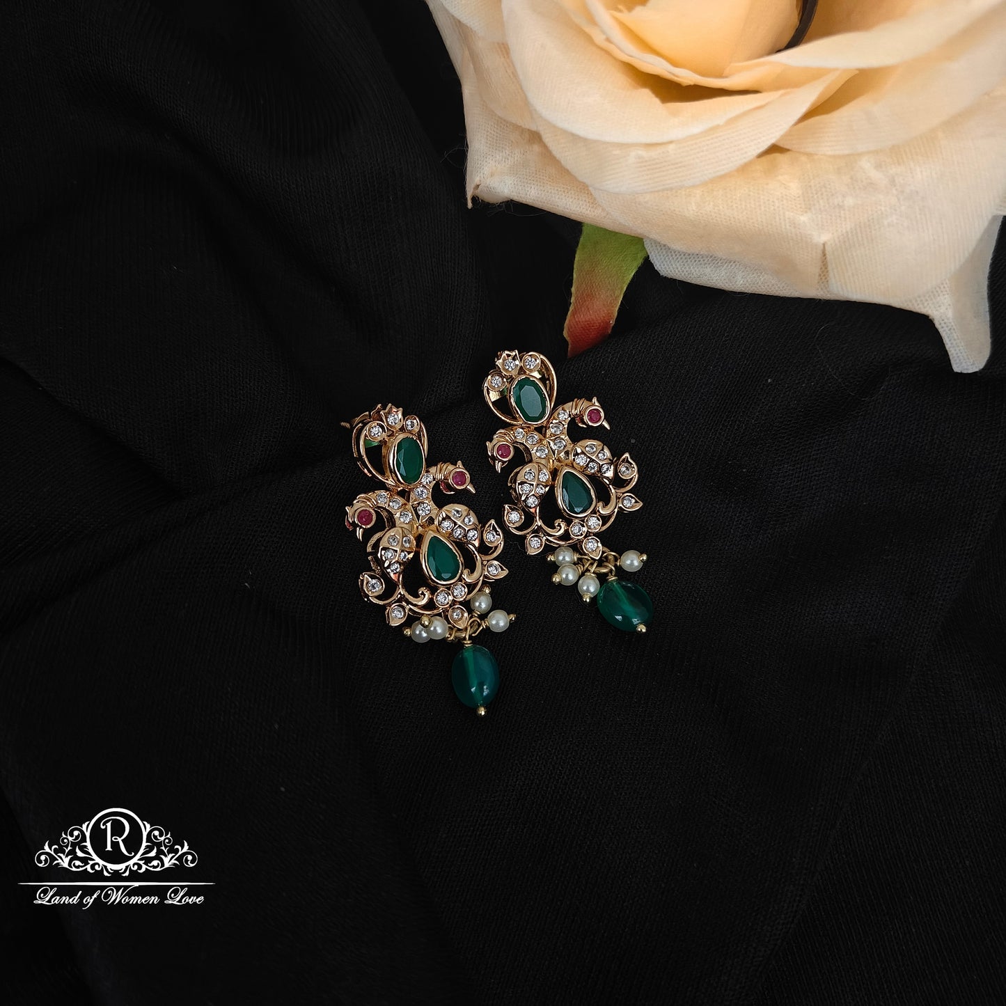 92.5 SILVER ROSE GOLD EARRINGS -RCP245