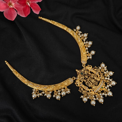 92.5 silver Ram parivar kante with pearls hangings-RCJR1152