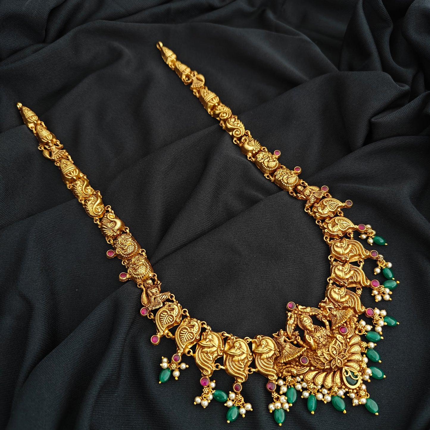 92.5 Silver  lakshmi devi Haram design-RCV332