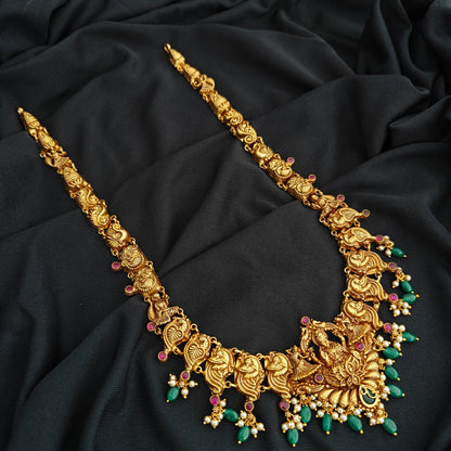 92.5 Silver  lakshmi devi Haram design-RCV332