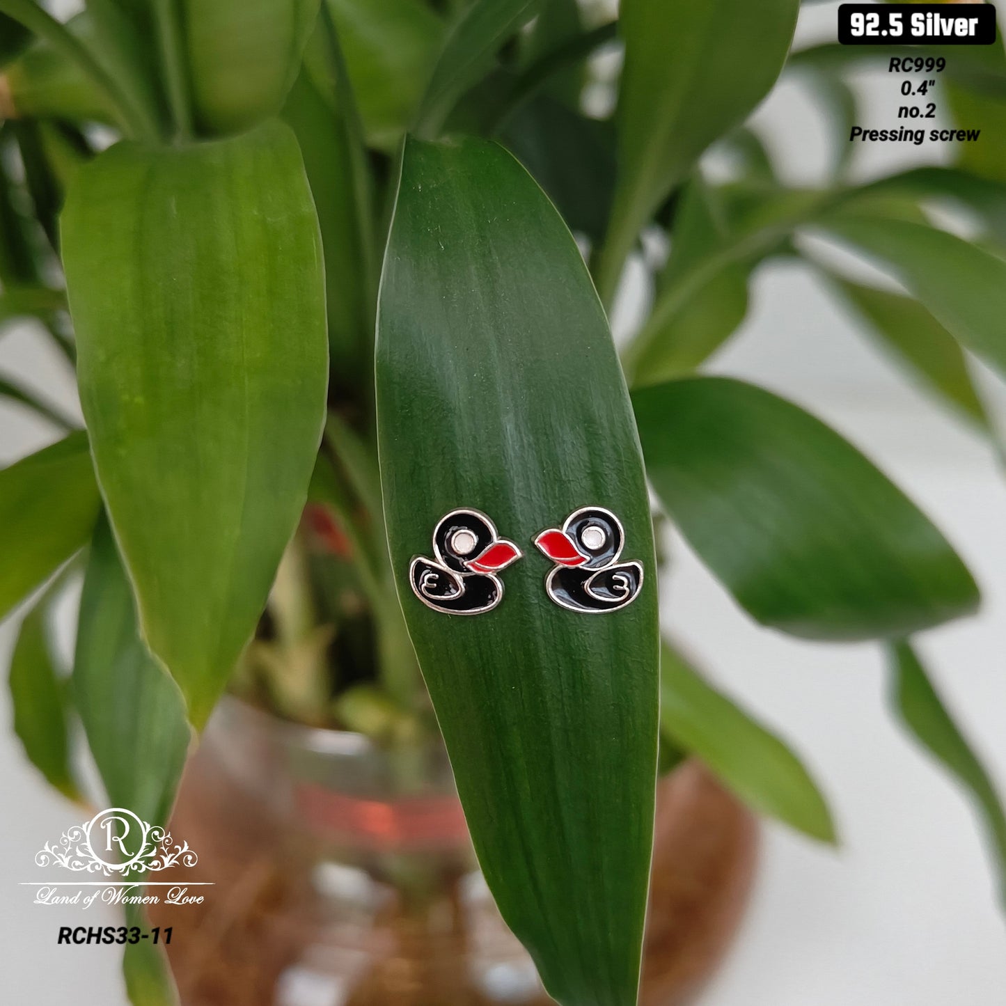 92.5 silver duck design kids earrings -RCHS33-11