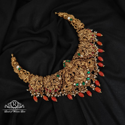 92.5-SILVER 3DDESGIN  LAKSHMI DEVI NECKLACE-RCAZ06