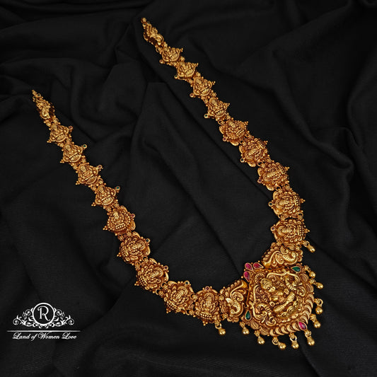 92.5-SILVER LAKSHMI DEVI WITH PEACOCK DESGIN HARAM-RCZ941