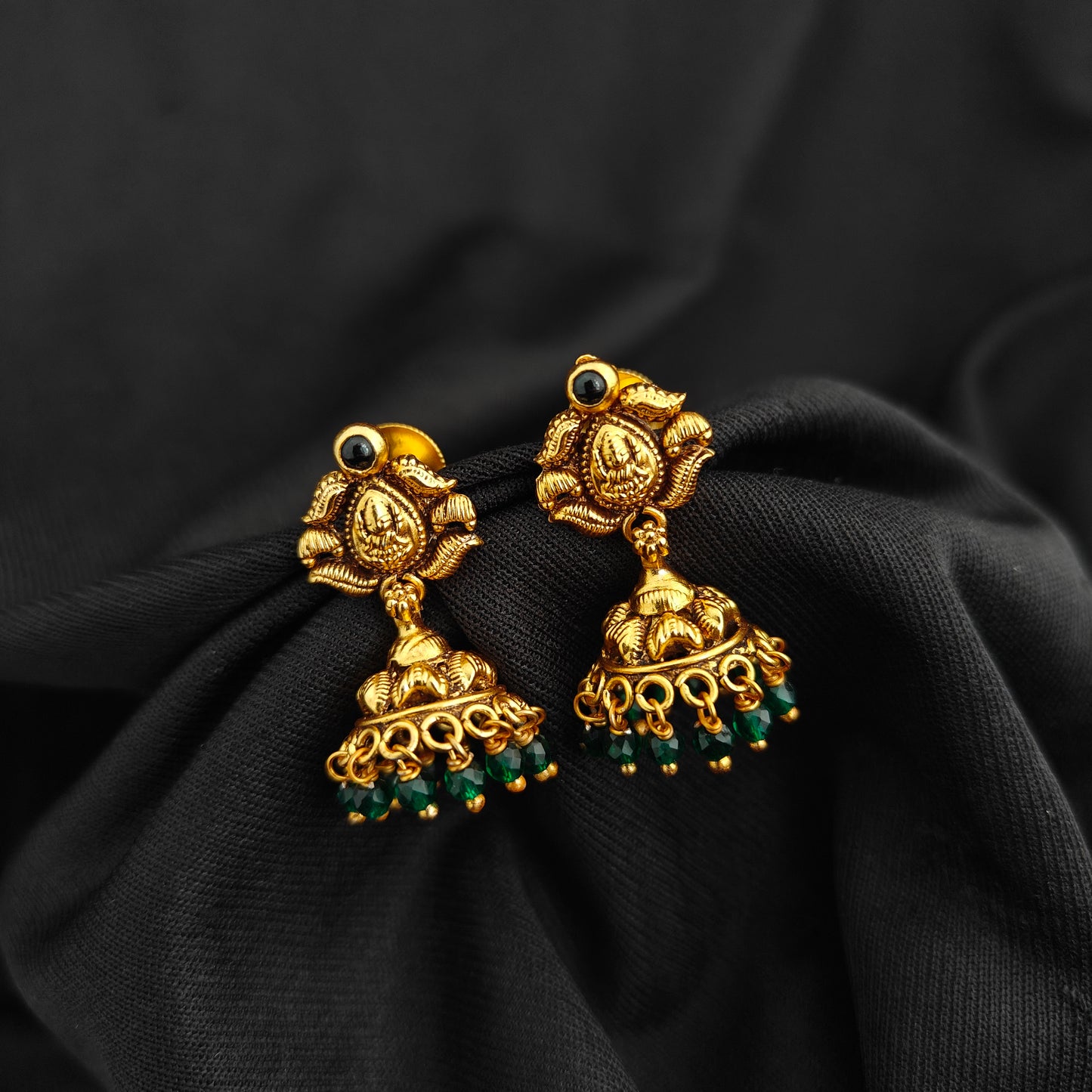 92.5 Silver With Gold Polish  Lakshmi Devi Jumkas -RCV406