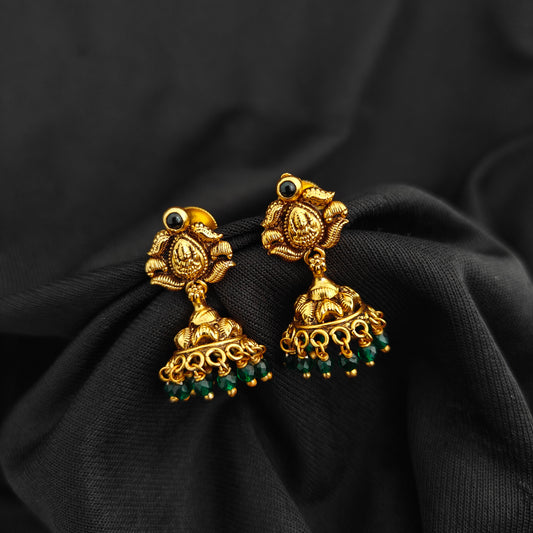 92.5 Silver With Gold Polish  Lakshmi Devi Jumkas -RCV406