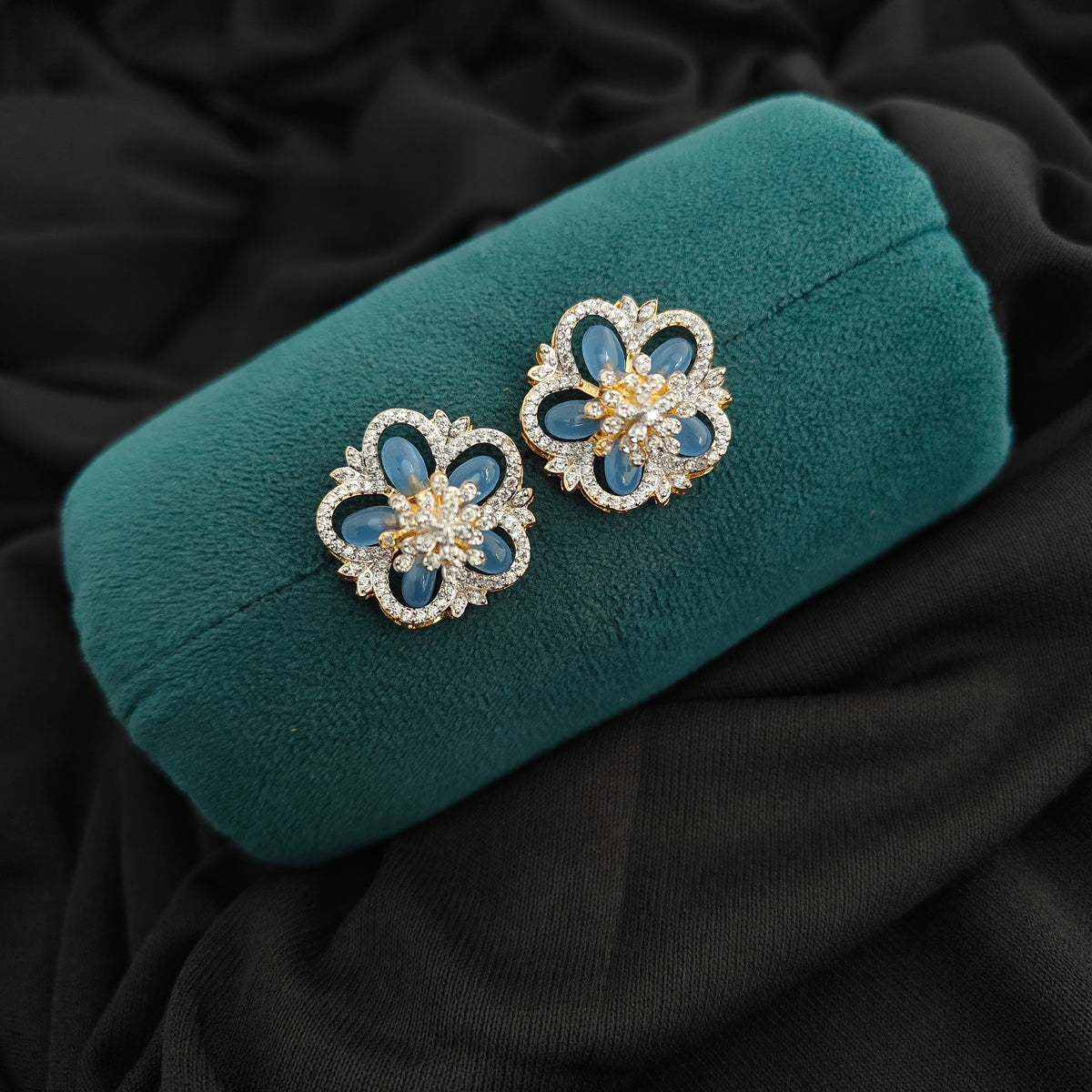 92.5 silver diamond finishing changeable earrings with Amaya beads flowers -RCSB043