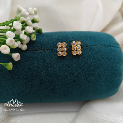 92.5 Silver Small White Stone  Earrings-RCR045