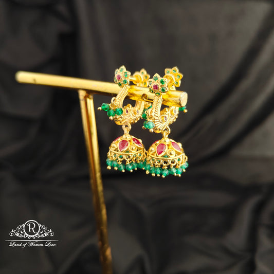 92.5 Silver Makara kundan Earrings -RCBH069