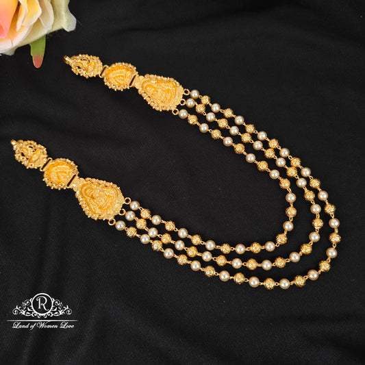 92.5 Silver 3 Lines Pearl Beads Chain With Side Peacock Desgin Pendants-RCJR1138