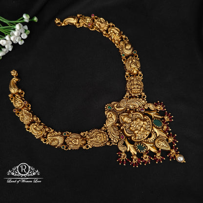 92.5 silver simple and Cute nakshi necklace with Lakshmi Devi Design -RCJR1007