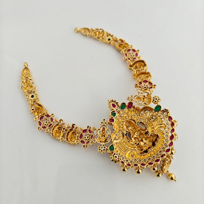 92.5 Silver with Gold Polish Lakshmi Devi Necklace-RCHD0132