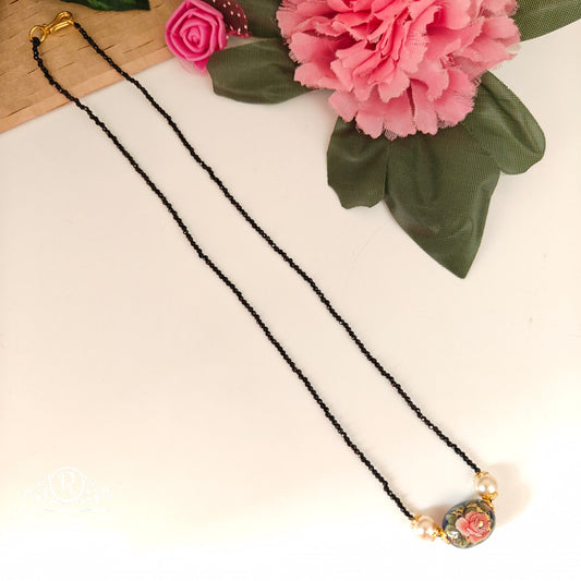 92.5-SILVER BLACK BEADS CHAIN-RCH1135