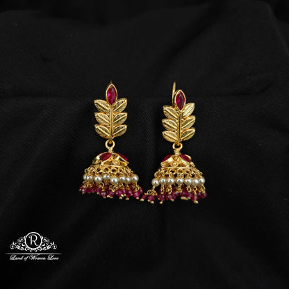 92.5 SILVER MANGO DESGIN HOOK MODEL  CHANGEABLE JUMKAS DESGIN EARRINGS-RCBH013