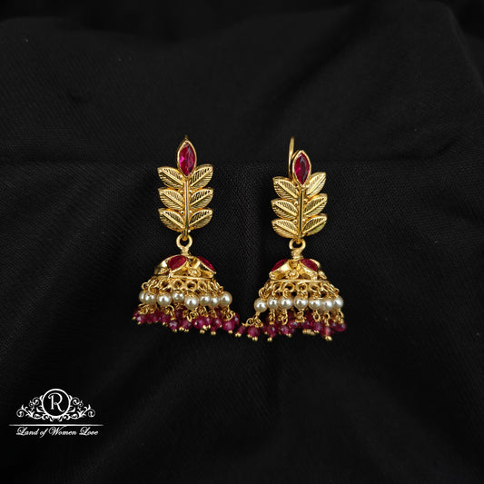 92.5 SILVER MANGO DESGIN HOOK MODEL  CHANGEABLE JUMKAS DESGIN EARRINGS-RCBH013